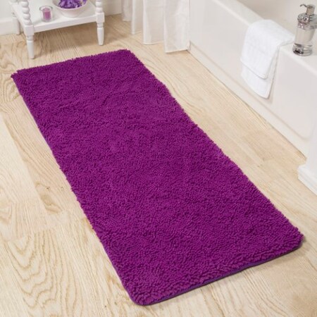 Hastings Home Hastings Home Memory Foam Shag Bath Mat 2-feet by 5-feet - Purple 490019GNS